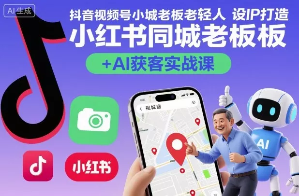 抖音视频号小红书同城老板轻人设IP打造+AI获客实战课，人设打造-算法拆解-拍摄剪辑-内容运营-AI创作 - 项目资源网
